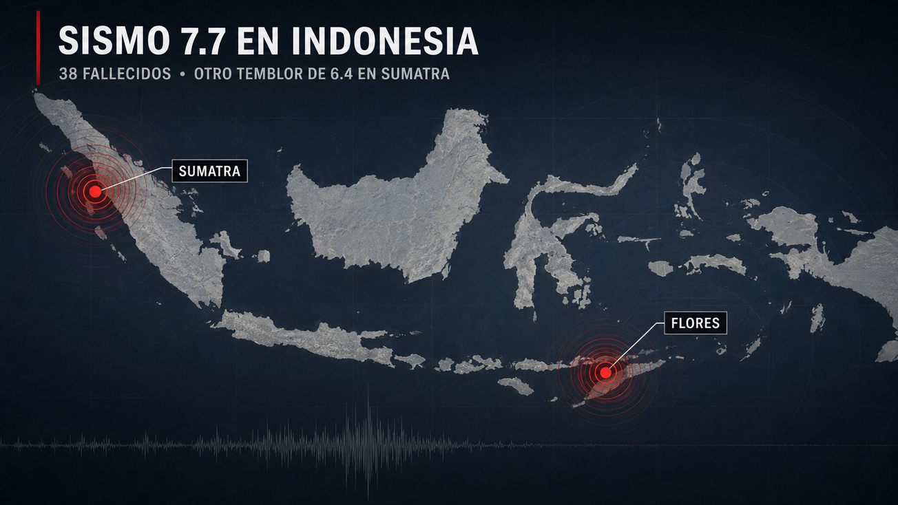 Terremoto de 7.7 deja 38 muertos en Indonesia; un 6.4 sacude Sumatra