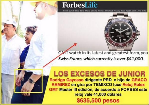 Hijo de Graco Ramírez usa reloj de 655 mil pesos, denuncian en redes sociales