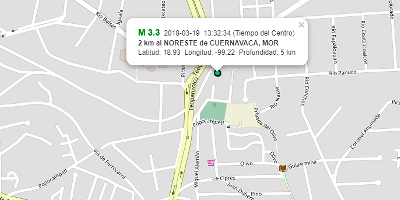 Se registran dos sismos en Cuernavaca