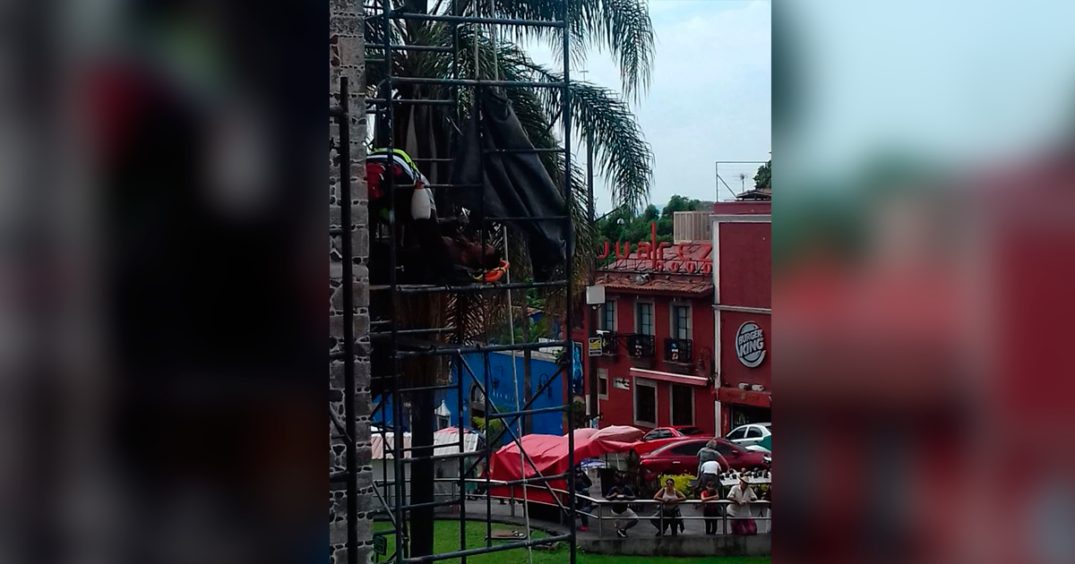 Atienden a trabajador lesionado en obras de remodelación del Palacio de Cortés
