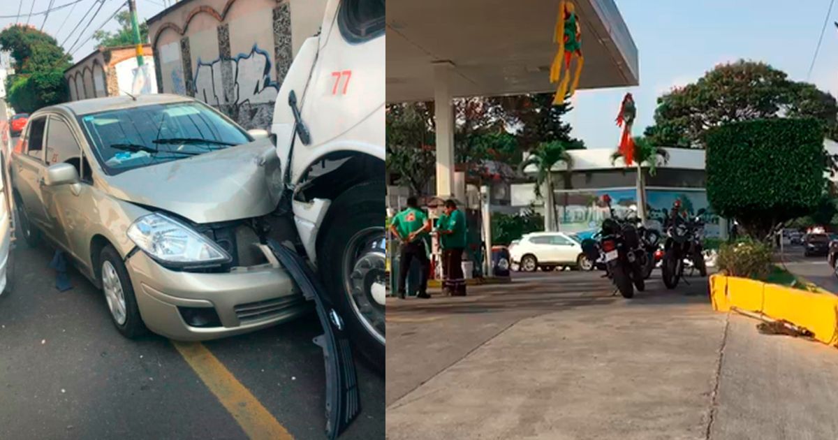 Asaltan gasolinera y son detenidos tras chocar en Cuernavaca