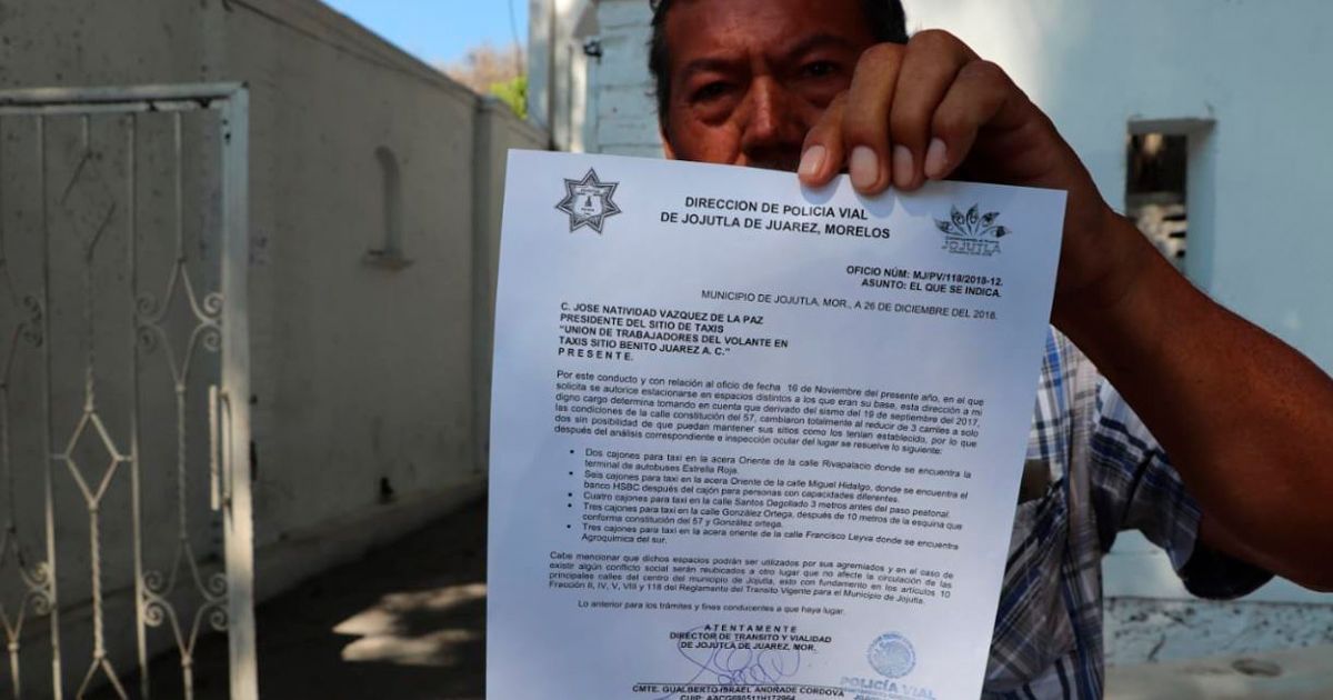 Solicitan taxistas de Jojutla espacios para estacionarse