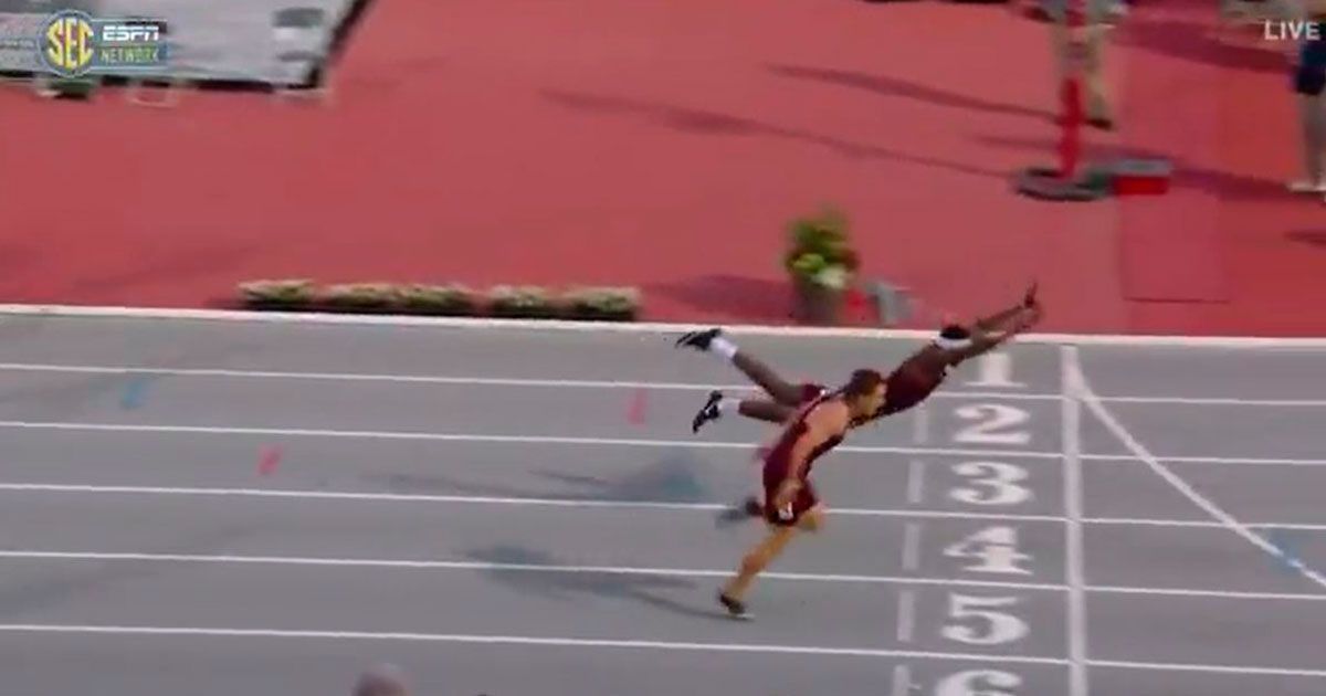 Velocista se lanza clavado para ganar oro