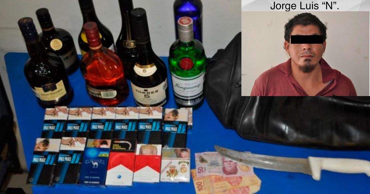 Roba dinero, cigarros y alcohol y es detenido en Jiutepec