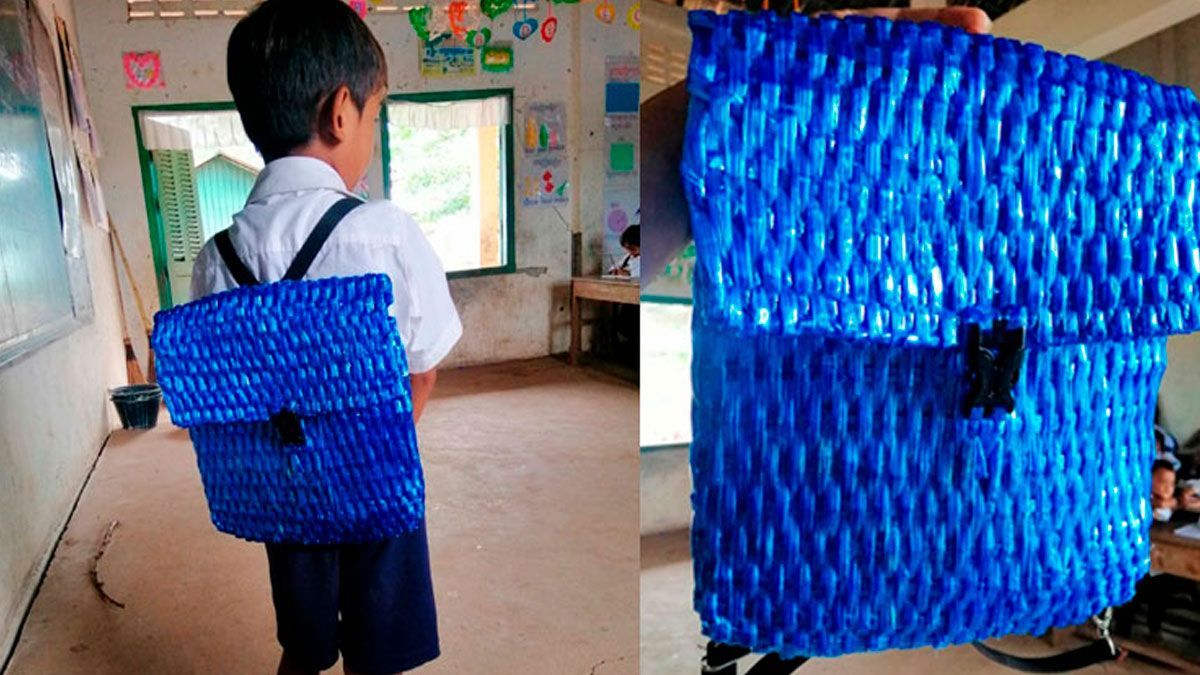 Teje mochila de rafia para su hijo porque no tenía dinero