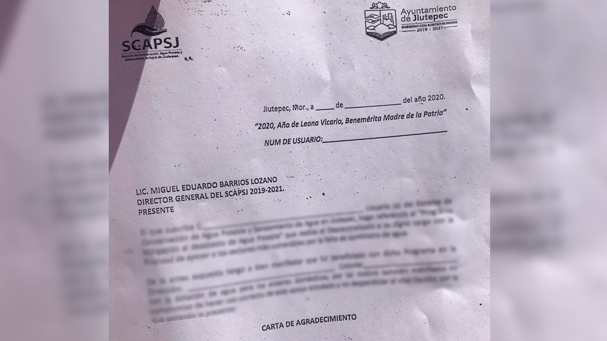 Director de agua en  Jiutepec exige agradecimiento por brindar servicio