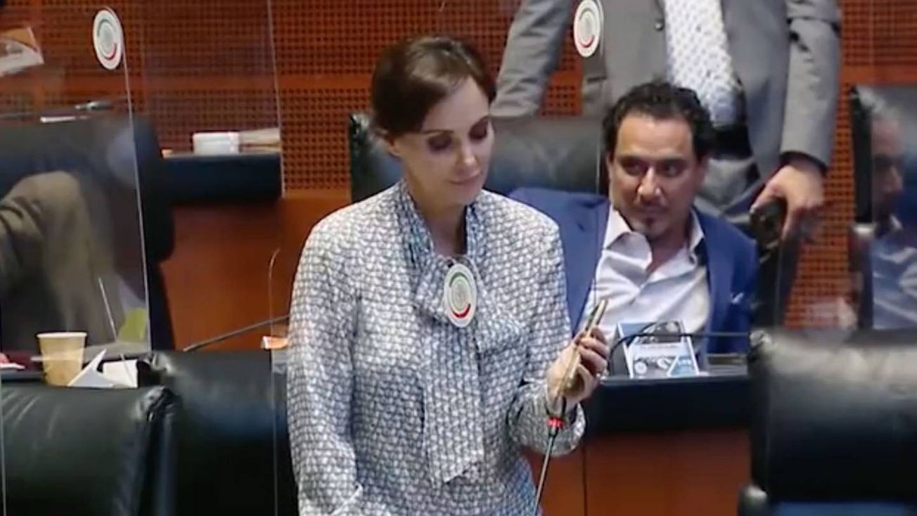 La senadora Lilly Téllez reproduce audio de borrego en el Senado