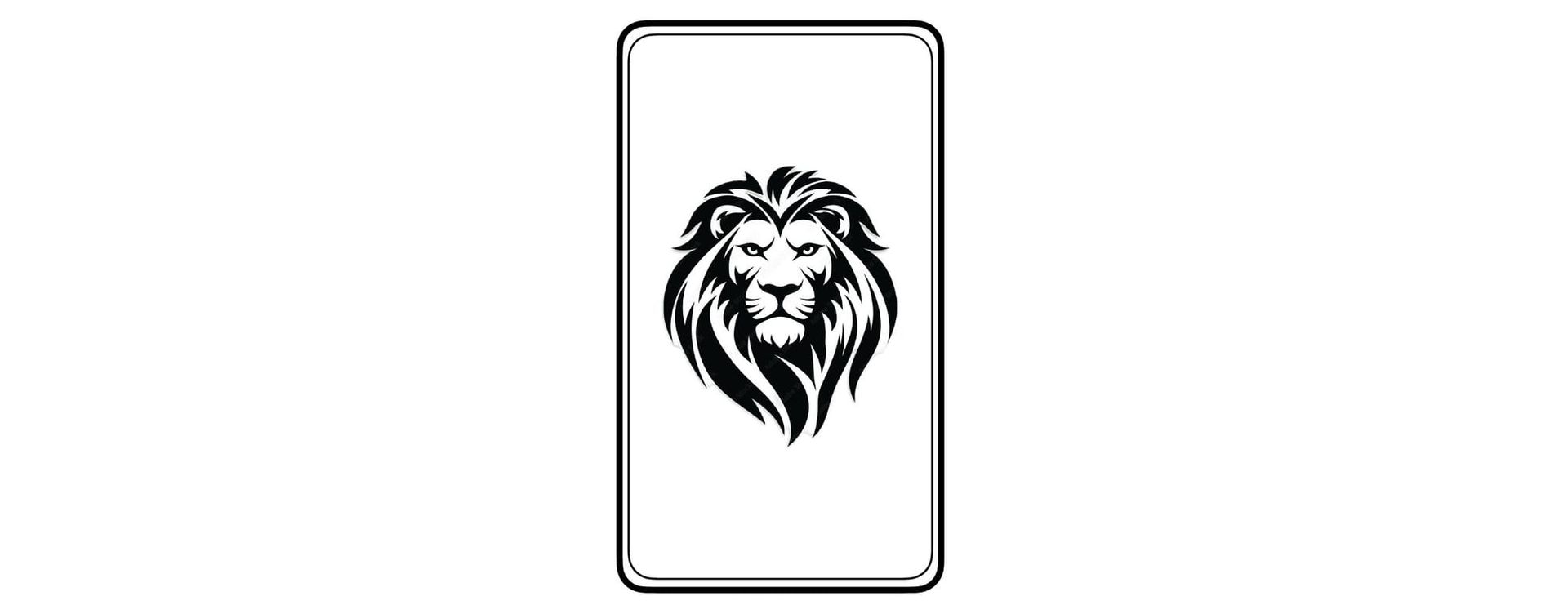 a stylised black lion head with flowing mane