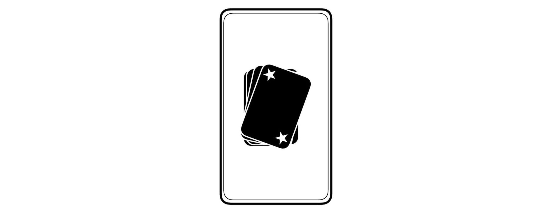 a deck of cards, in black, two corners are marked with a five-pointd star