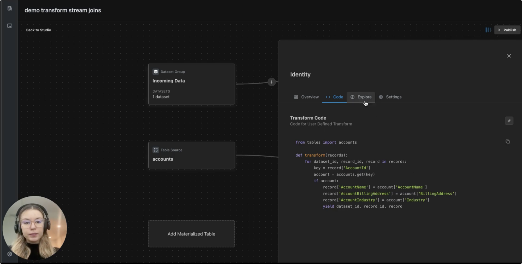 Matterbeam live stateful data transformation 