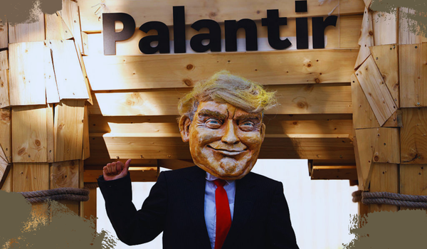 An activist of the group Campact! dressed as US President Donald Trump