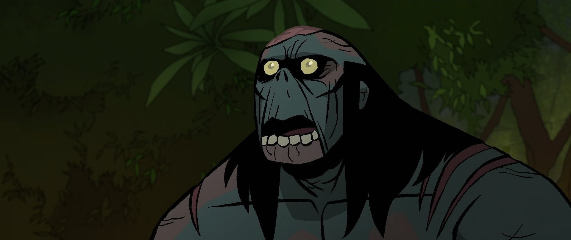 Spear, from season 3 of Primal, looking dead as hell but still kicking ass.