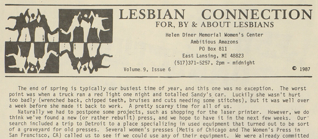 A snippet from the immediately following issue, still a full-width page of typewritten text.