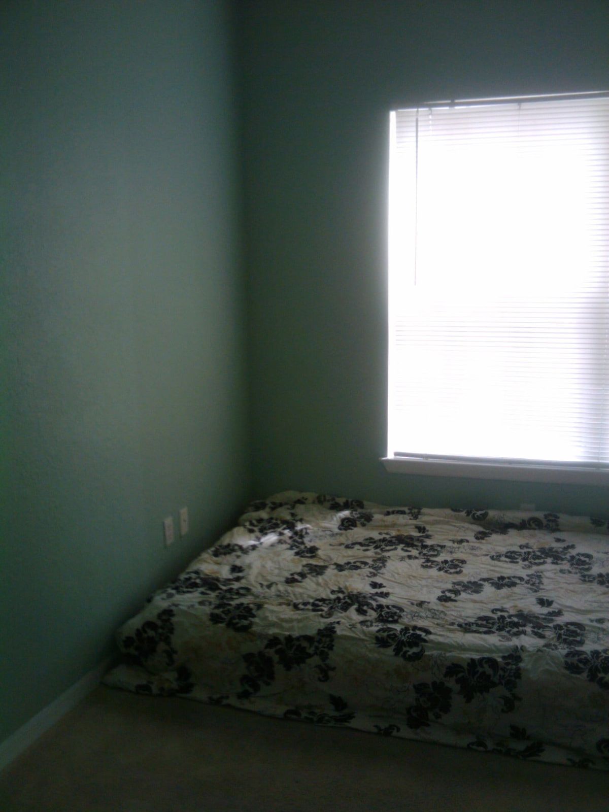 A mattress on the floor of a mostly empty apartment bedroom