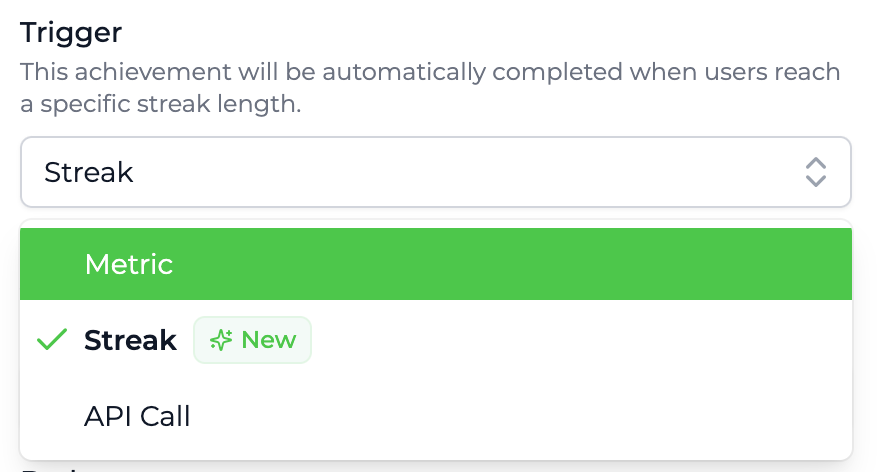 Streak Achievements in the Trophy gamification platform