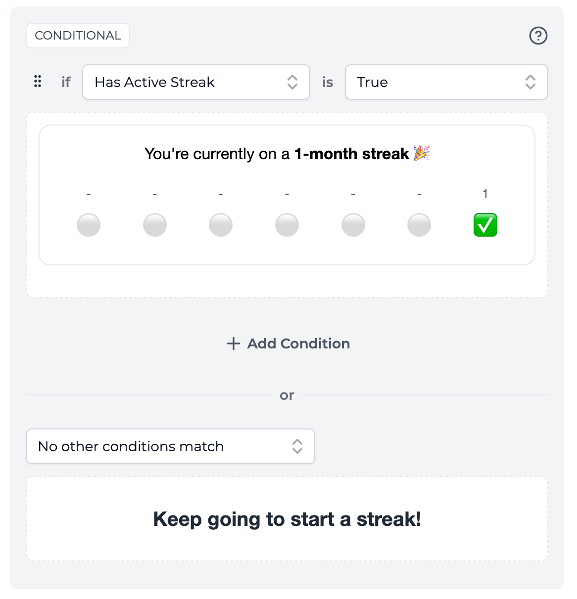 Conditional blocks in the Trophy gamification email builder