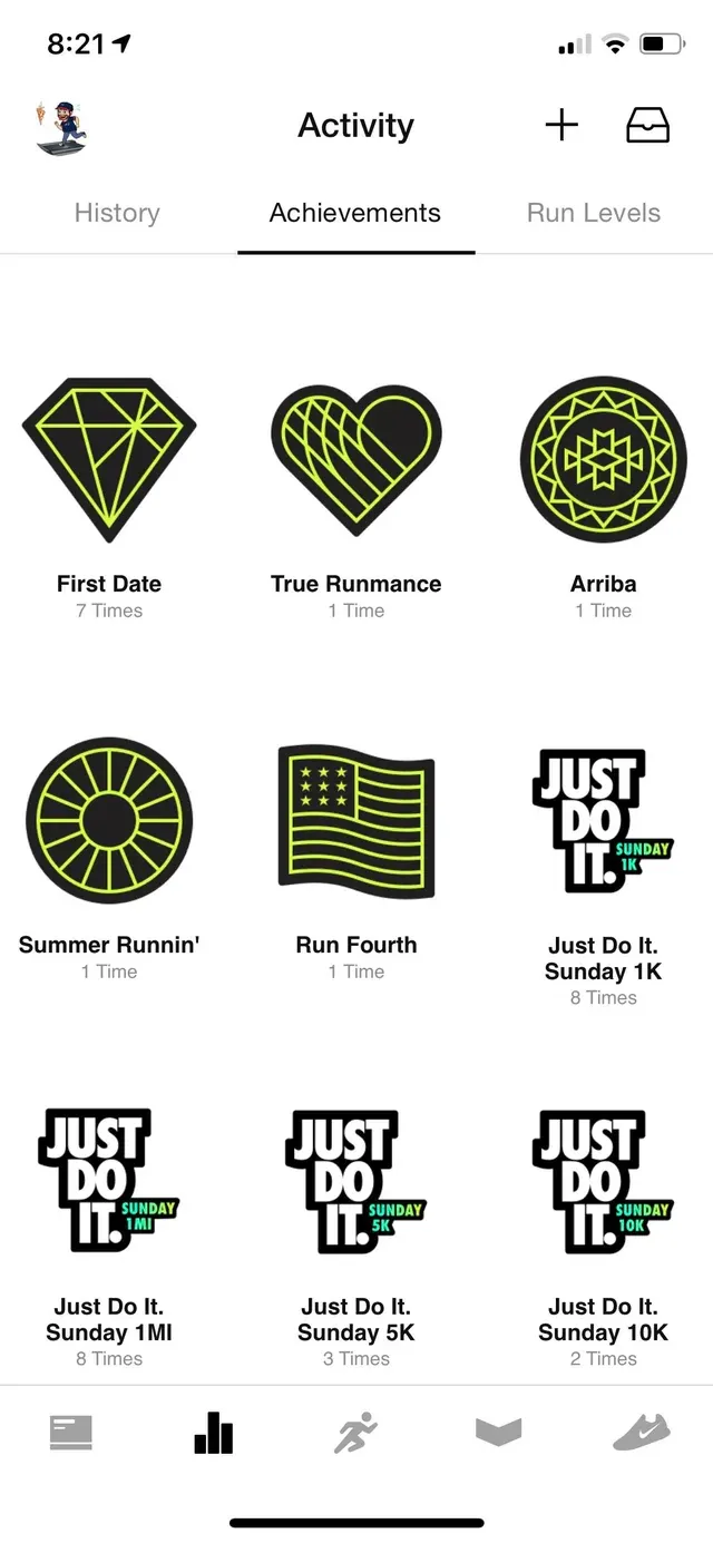 Badges in Nike Run Club
