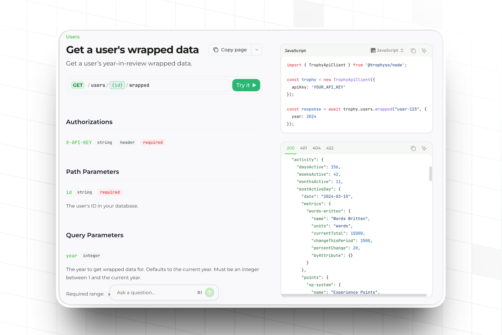 Trophy wrapped API