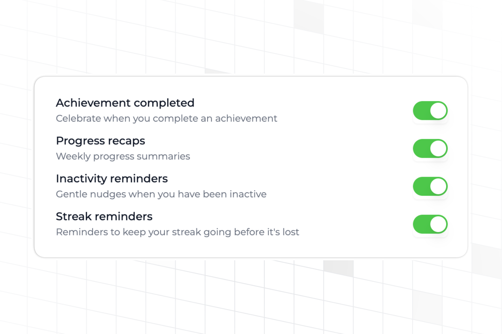 Example notification preferences powered by Trophy