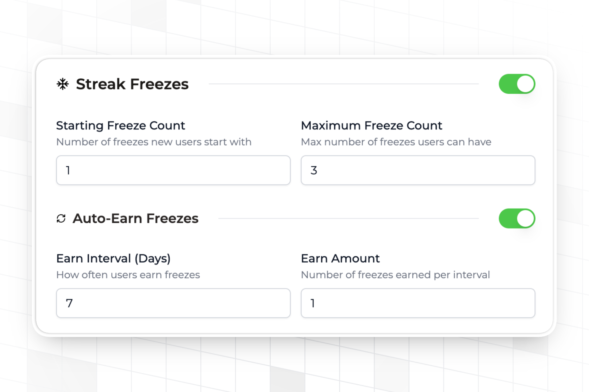 Streak freeze configuration in Trophy