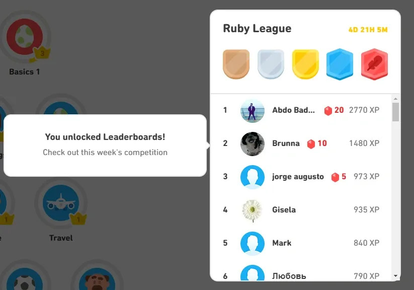 Leagues in Duolingo