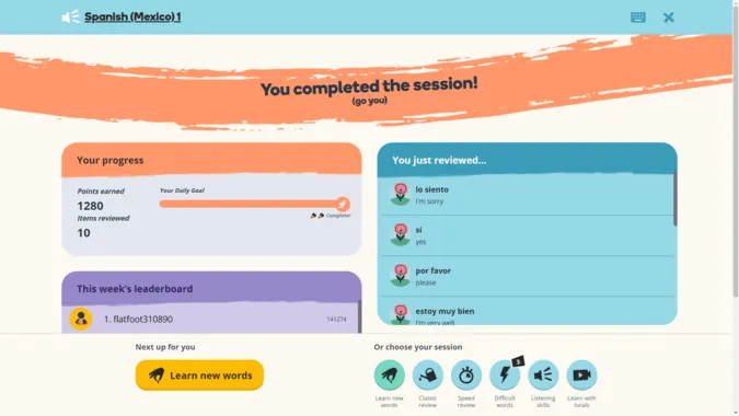 Memrise weekly leaderboard