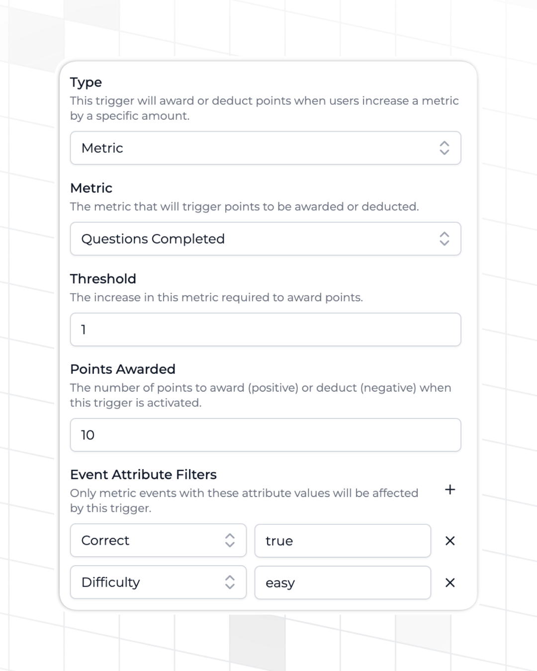 Using multiple event attribute filters on a points trigger in Trophy