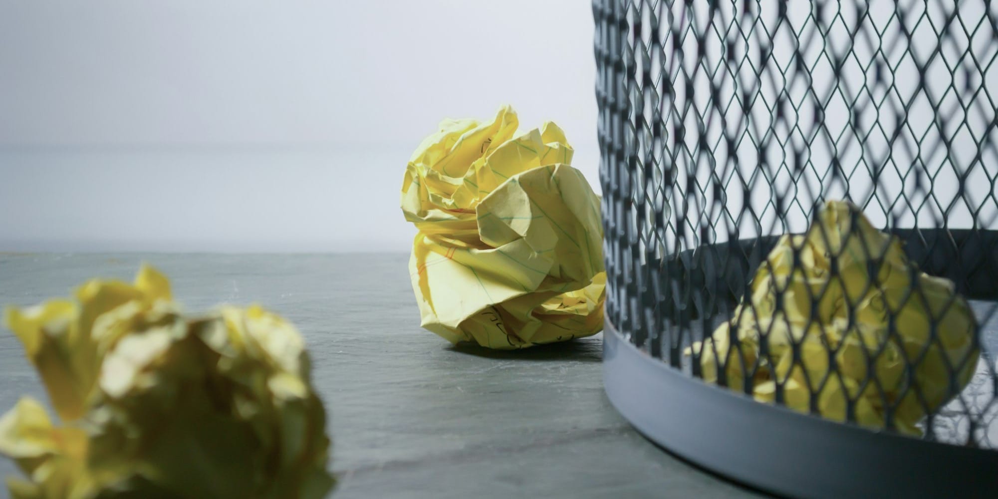yellow crumpled papers