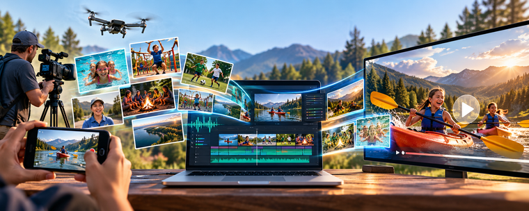 Picture of drones, cameras and all the ways you can create a video story. 