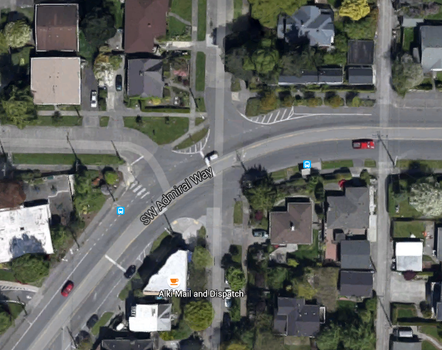 Original street design of five-way intersection.
