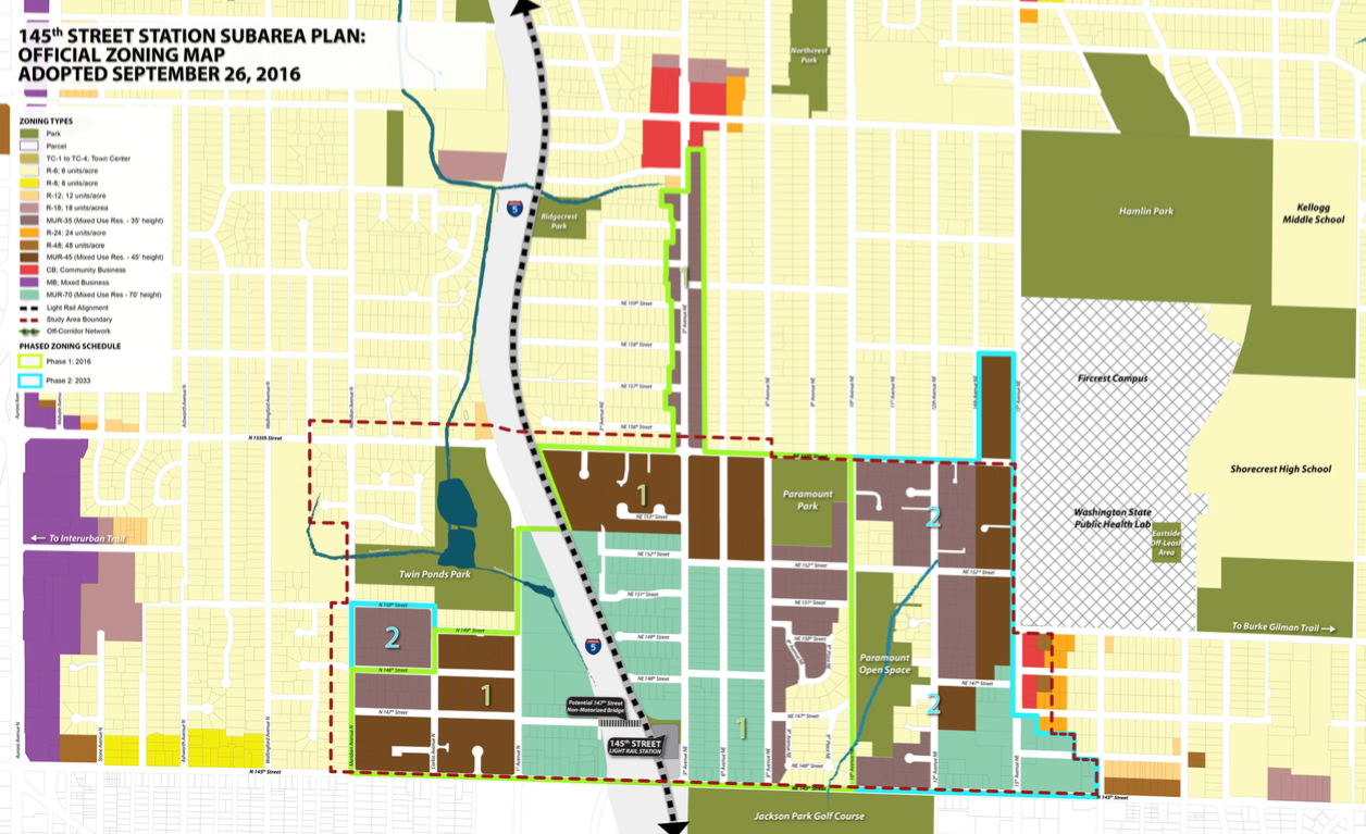 The approved zoning map for the 145th Street Station Subarea. (City of Shoreline)