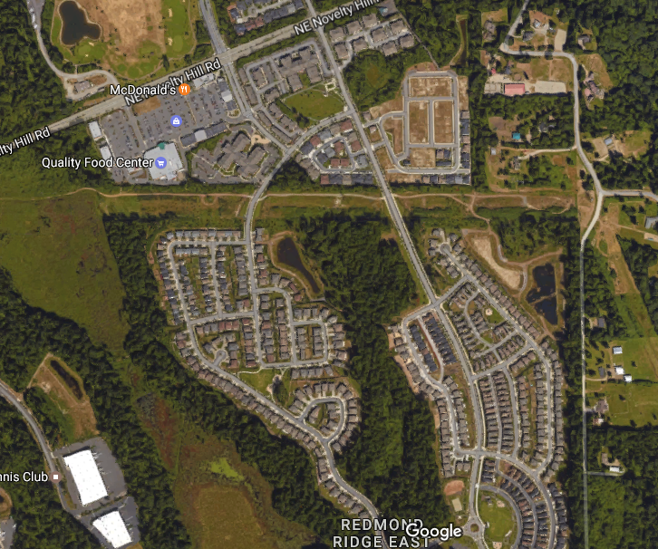 Redmond Ridge East as seen from above. (Google)