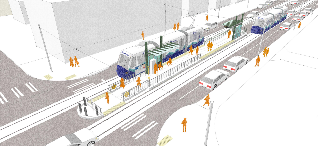 Rendering of a typical 100-foot station. (Sound Transit)