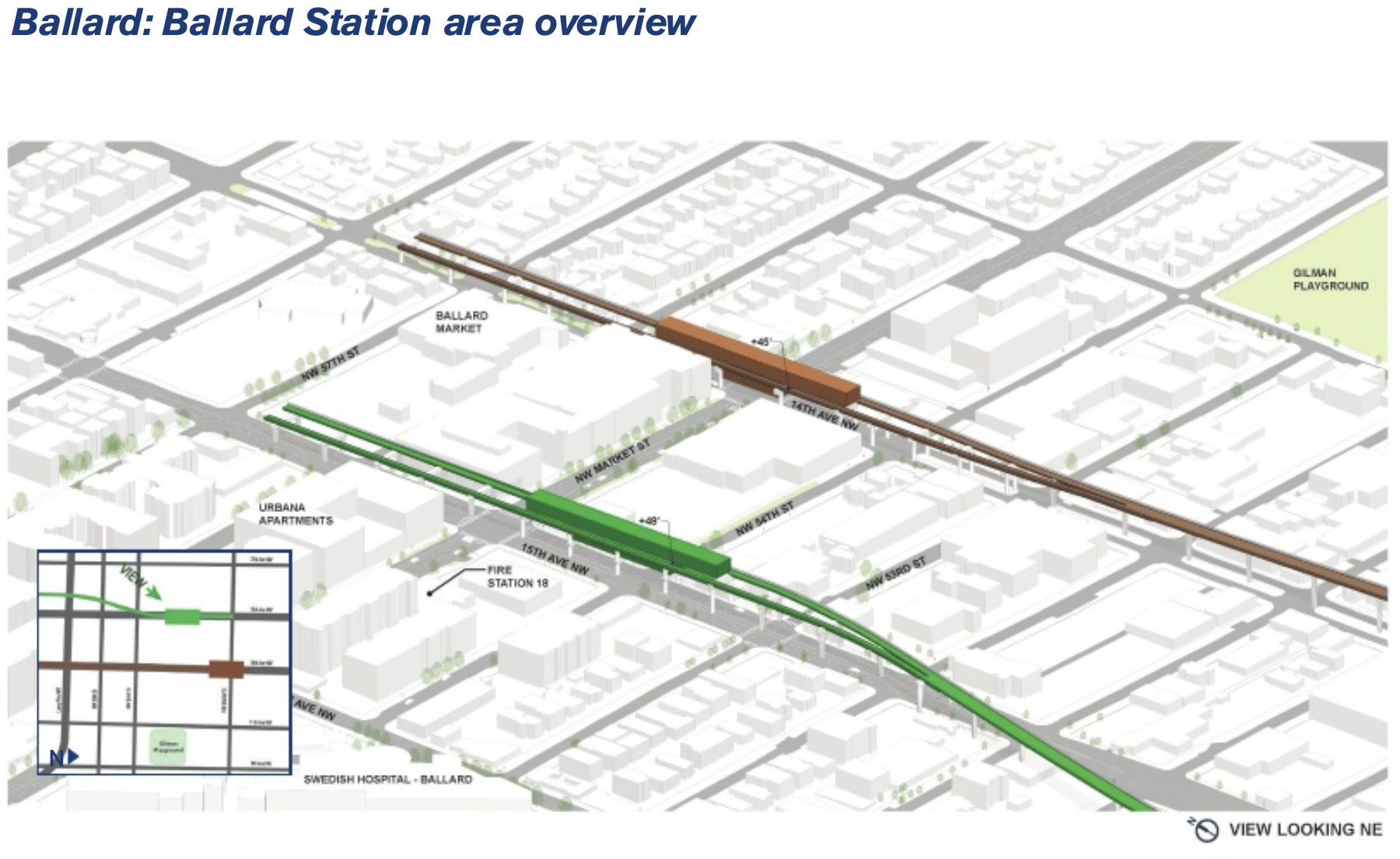 Rough rendering of what Ballard Stations could look like. (Sound Transit)
