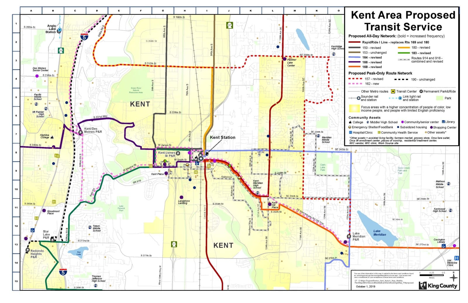 Proposed Kent bus route restructure. (King County)