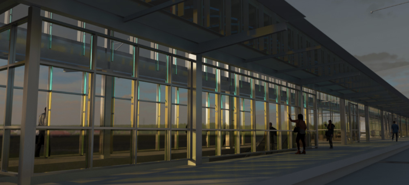 Rendering of the illuminated art that Catherine Widgery is designing for the station. (Sound Transit)