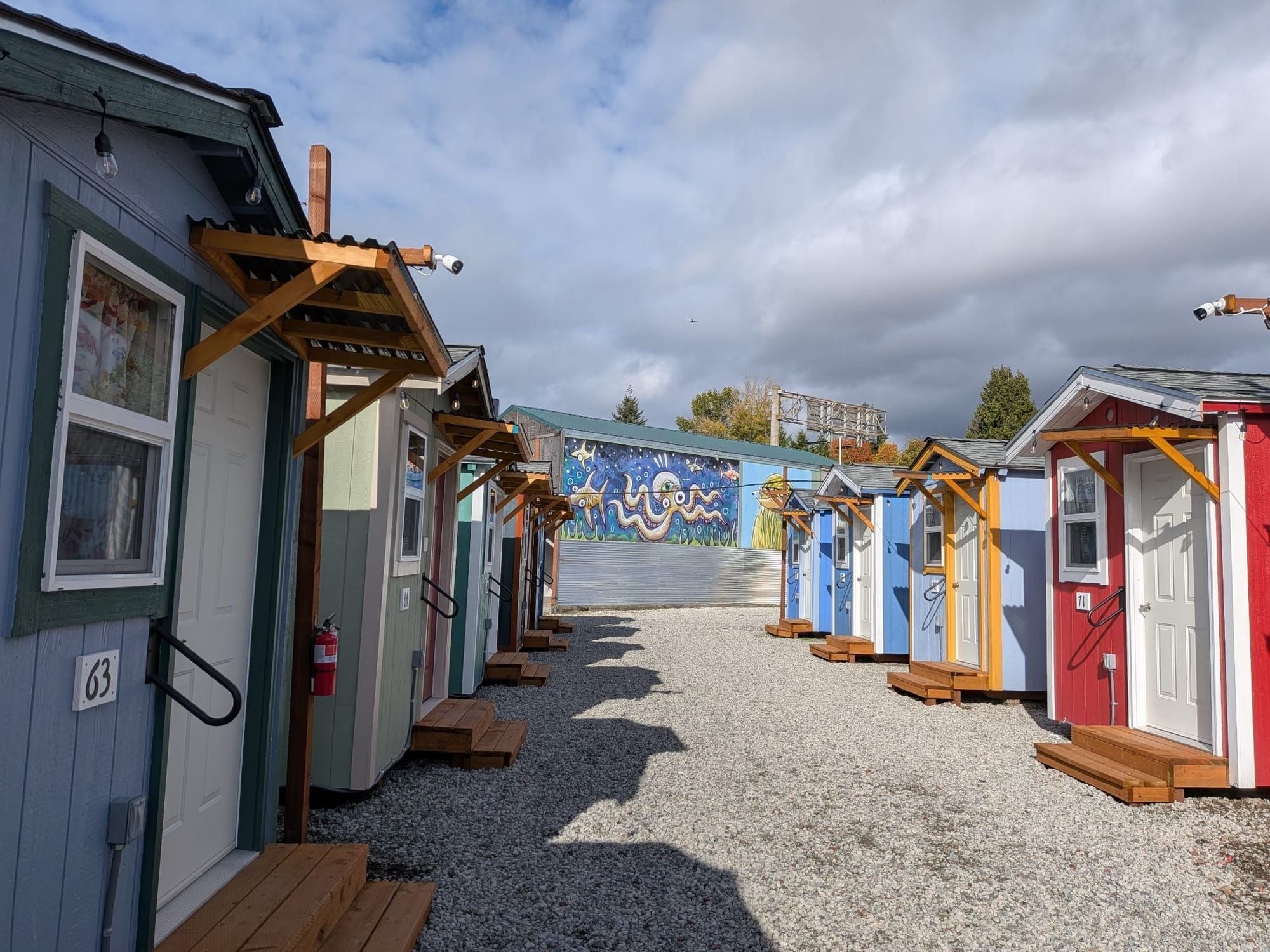 Seattle opens the city’s largest tiny-home village in the South Park neighborhood.