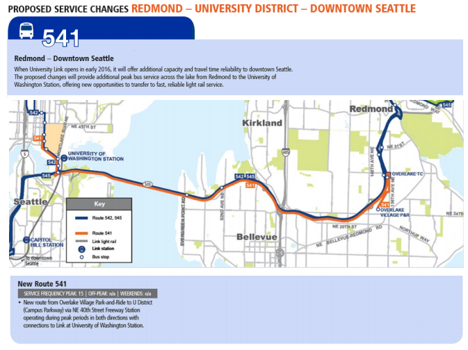 New Route 541 with sister services. (Sound Transit)