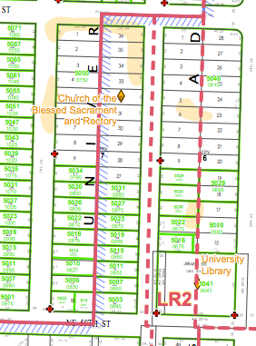 Blessed Sacrament zoning and Urban Center boundary prior to changes. (City of Seattle)