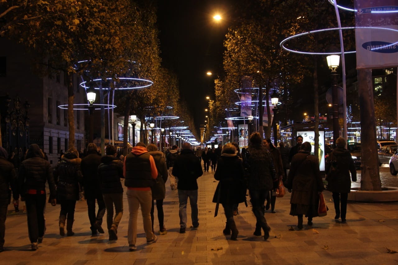 In 2013, Koert Vermeulen and Marcos Vinals Bossols won the international competition to design the lights for Champs-Elysées&nbsp;encircling 200 street trees with&nbsp;hoops of light, a display which was more ecologically friendly than previous years, using 65% less energy. (Photo by Sarah Oberklaid)