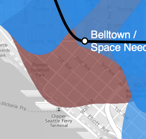 Belltown station walkshed