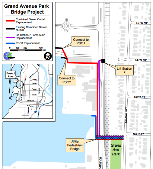 The project scope for the Grand Avenue Park pedestrian bridge. (City of Everett)