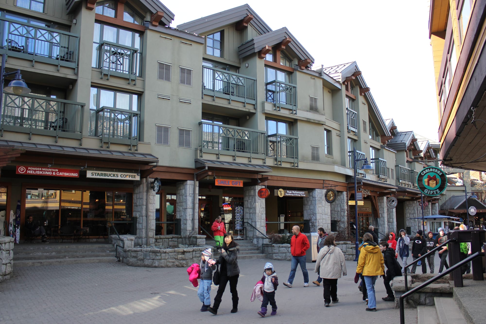 Shop fronts provide visual interest as people walk along pedestrian thoroughfares. Awnings provide protection in poor weather. (Photo by Sarah Oberklaid). 