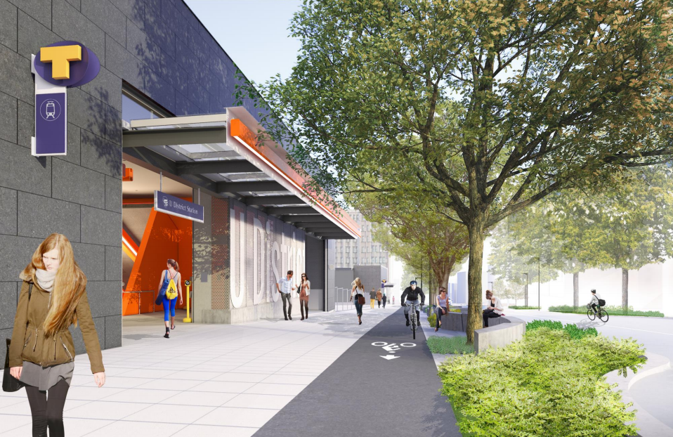 Looking southward on Brooklyn Ave NE. (Sound Transit / LMN Architects / Swift Company)