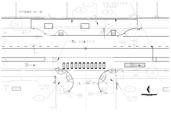 Proposed layout of NE 58th St and Roosevelt Way NE. (City of Seattle)