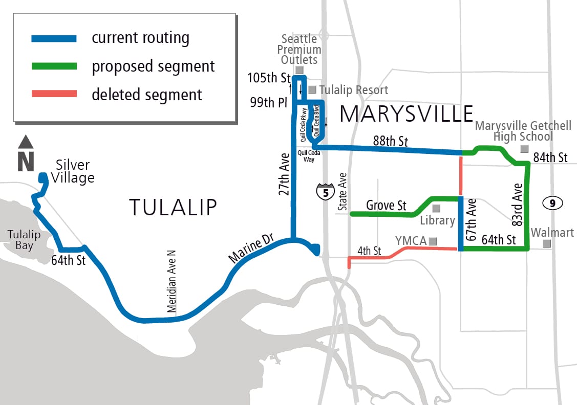 Route 222 revision proposed for Fall 2016. (Community Transit)