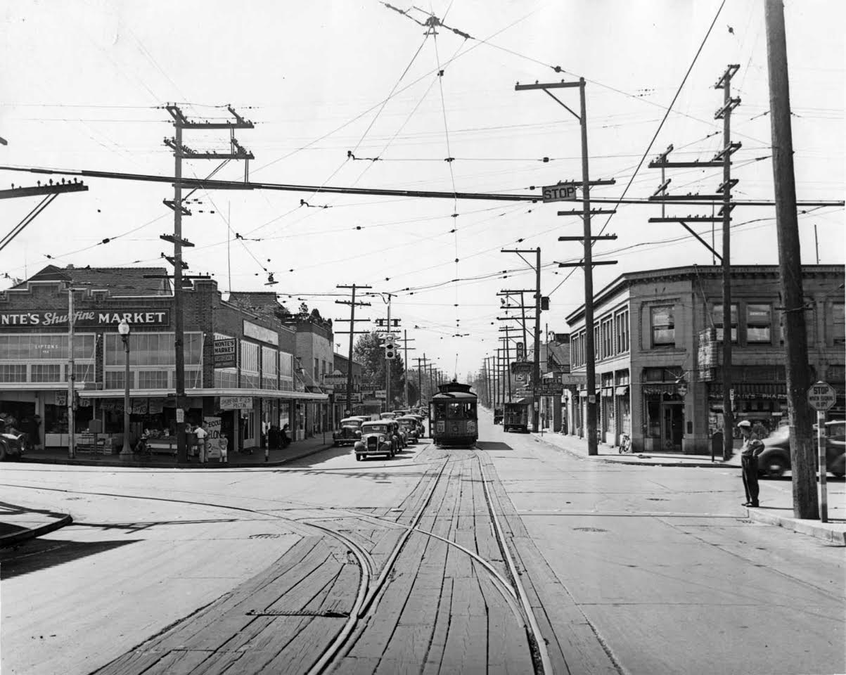 The bygone days of Greenwood when streetcars graced the vibrant North Seattle neighborhood. (Seattle Now and Then)