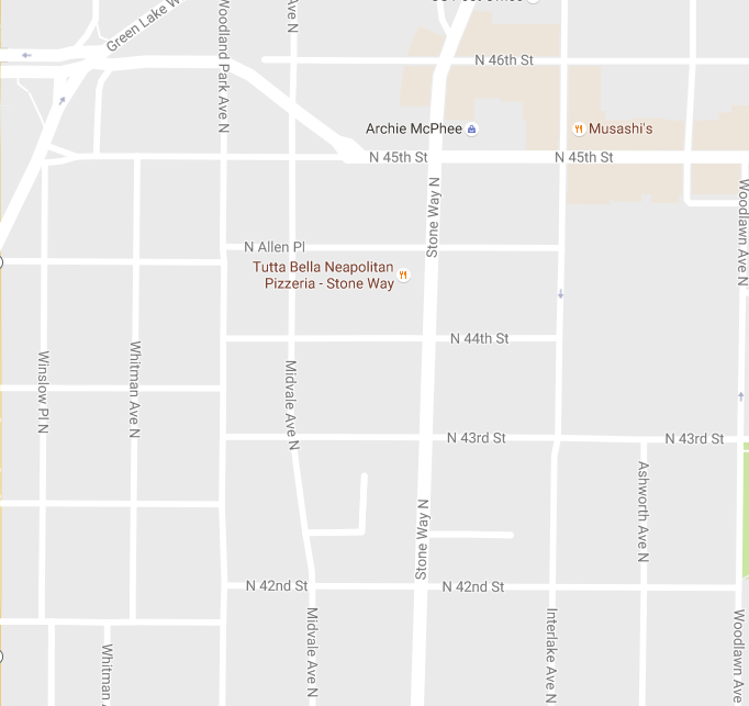 Zoomed out on Stone Way. (Google Maps)