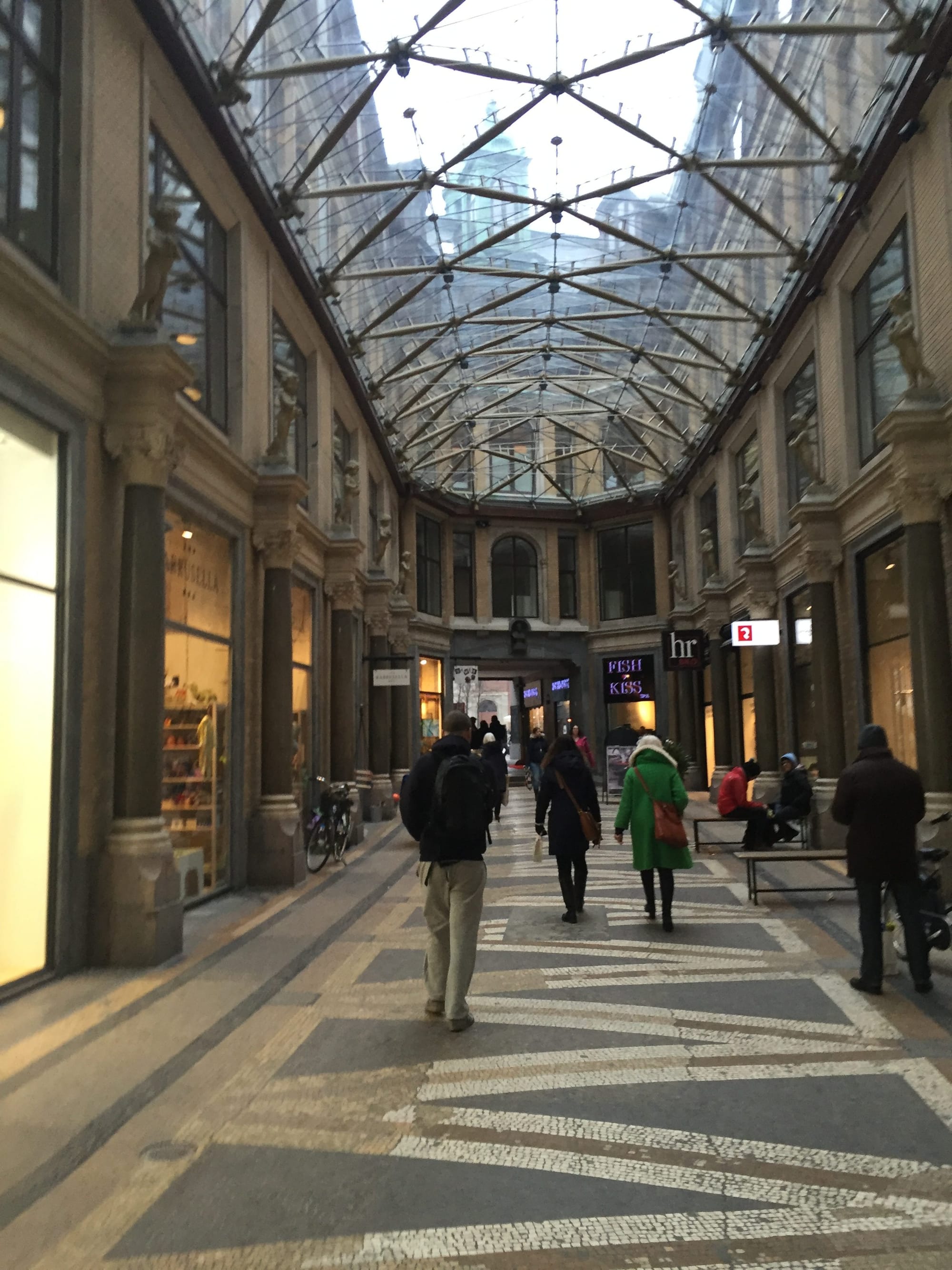 Inside an arcade in Copenhagen.