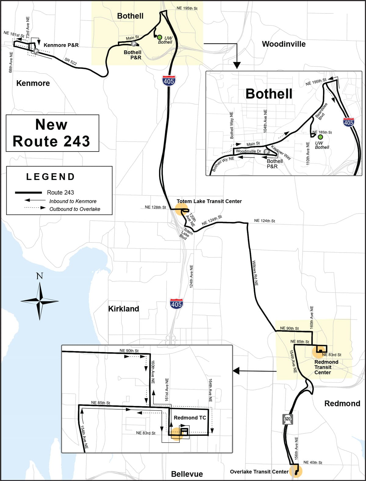 The mangled routing of the new Route 243. (King County)